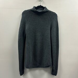 J. McLaughlin Ribbed Cotton Wool Sweater Mock Neck Gray XS Cozy Preppy Neutral